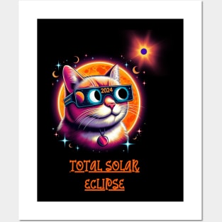 Total Solar Eclipse 2024 Cat Wearing Solar Eclipse Glasses Posters and Art